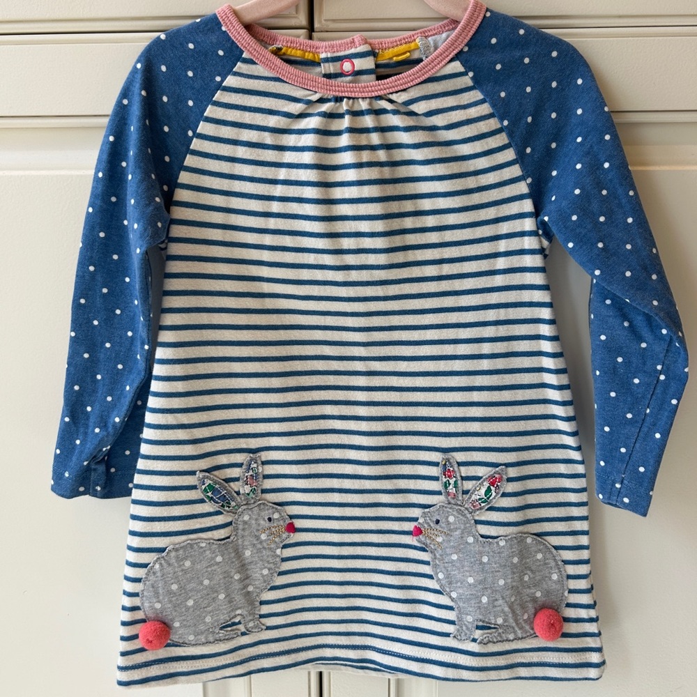 Mini Boden Bunny Dress with appliqué